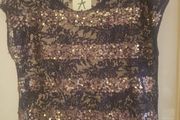 Navy and Gold Sequined top