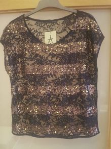 Navy and Gold Sequined top