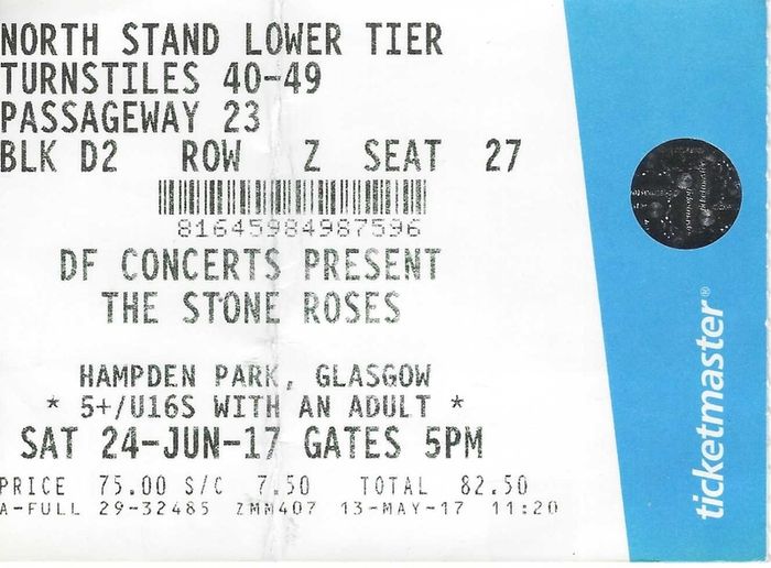 The Stone Roses Final Concert Ticket Stub - Hampden Park - 24 June 2017 - 0047