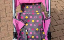 Doll pram buggy double seat folds down