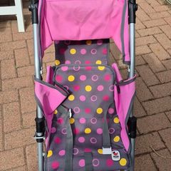 Doll pram buggy double seat folds down