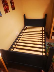 Kids single wooden bed (and mattress)
