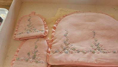 Vintage Set Teapot Cover Eggs Cover and Cloths
