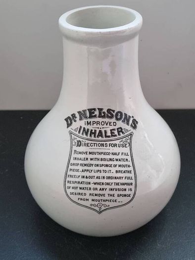 Vintage Dr. Nelson Ceramic Inhaler Chemist Bottle
