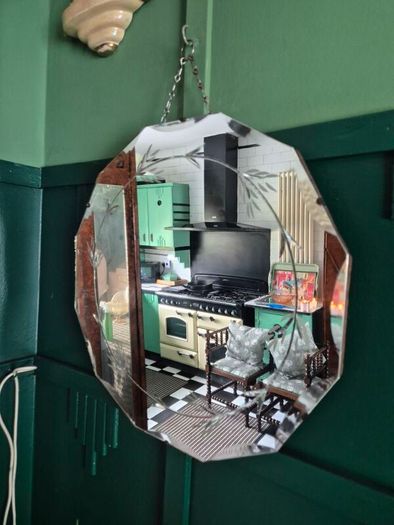 Art Deco original 1920s Mirror vintage French Art Deco etched mirror