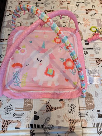 Activity gym, tummy time pillow, baby bath, door jumper