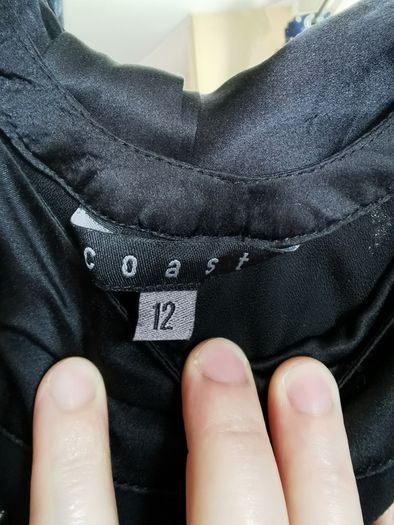 Coast black silk embroidered top UK 12