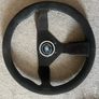 Nardi Gara Sport Steering Wheel 350mm Black Suede Black Stitching Black Spoke Image 2