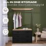 Brooklyn 6 Chest of Drawers Fabric Cabinet with Hanging Rail, Storage Unit Organizer Stylish Sturdy Frame 6 Canvas Drawers For Bedroom Closets Office, Black Image 3