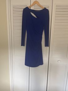 Below knee ladies royal blue dress