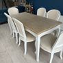 Cream Rustic Dining table and chairs Image 2