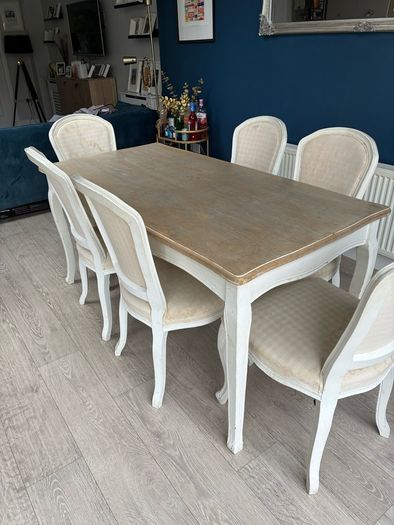 Cream Rustic Dining table and chairs