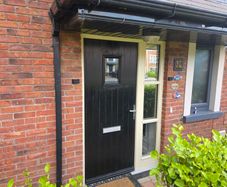 External door with glass frame