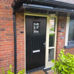 External door with glass frame