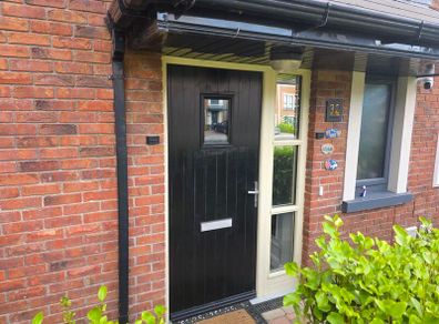 External door with glass frame