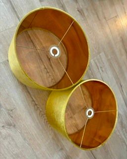 Ochre velvet lampshades