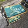 Vintage Drinks Tea Trolley - Gold Metal Wood Effect Cocktail Cart Image 3