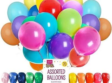 70pk Premium Latex Multicoloured Balloons