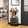 Wine Rack Freestanding Floor,Wine Storage 15 Bottles Bottle Rack with Glass Holders, Mini Bar Wine Cabinet with Storage Drawer for Home Bar Kitchen Dining Room,Rustic Brown, Image 2