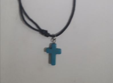 Cross Pendant on Adjustable Black Rope NEW