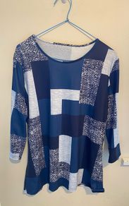 Women's Geometric Patchwork Print T- Shirt BNWOT Size XXL UK 16