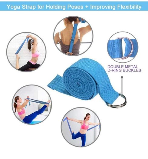 2pcs Yoga Blocks Set With Yoga Strap High Density EVA Foam Brick to Support Deepen Poses, Improve Strength Aid Balance Flexibility