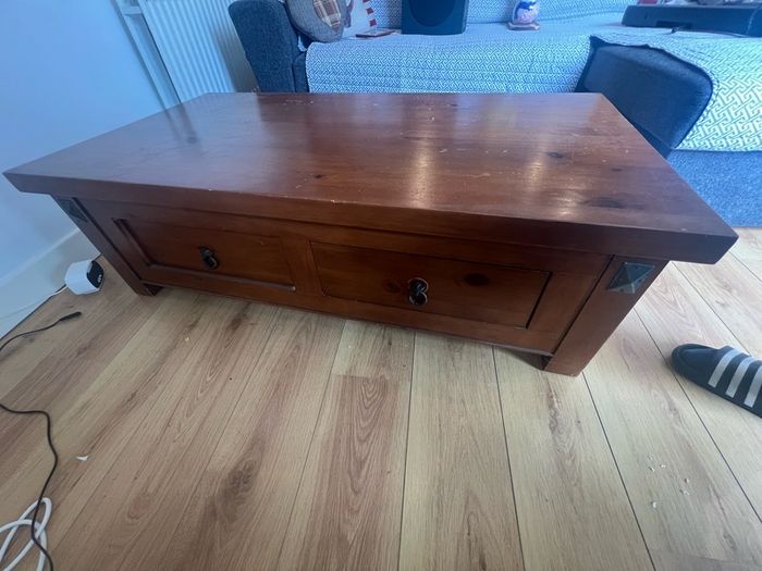 Wooden Coffee Table with Drawers