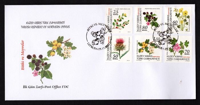 2011 Cyprus Flora - Local Plants and Fruits Commemorative Stamps Post Office First Day Cover (FDC)