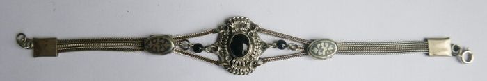 Vintage Sterling Silver 925 Onyx Bracelet Length 7.5" - 13,8g