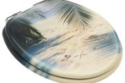 WC Toilet Seats with Soft Close Lid 2 pcs MDF Beach Design