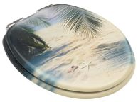 main image for ad WC Toilet Seats with Soft Close Lid 2 pcs MDF Beach Design