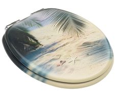 WC Toilet Seats with Soft Close Lid 2 pcs MDF Beach Design