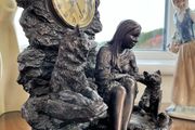 Bronze Effect Native American Girl with Wolves Juliana Clock
