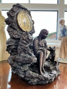 Bronze Effect Native American Girl with Wolves Juliana Clock