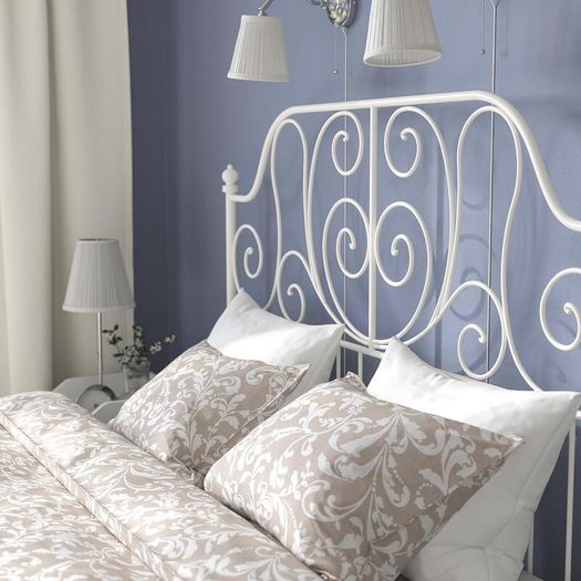 IKEA Leirvik iron double bed frame (white)