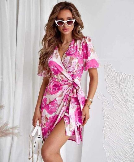 Dress With Pink Beige Flowers
