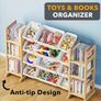 Toy Storage Organizer with 6 Shelves and 12 Bins, Bookshelf/Bookcase, Kids Bin Shelf, Toys Box for Playroom Organization for Bedroom & Room Decor, White, 52.3" W Image 3