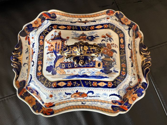 Antique John Ridgway Penang Pattern 4118 Superior Stone China Covered Tureen c.1835