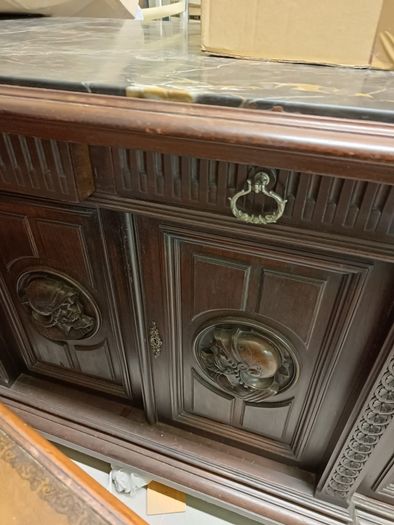 Antique marble top side board