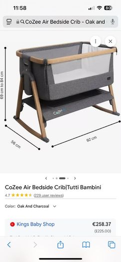 Tutti bambini cozee air bedside bed