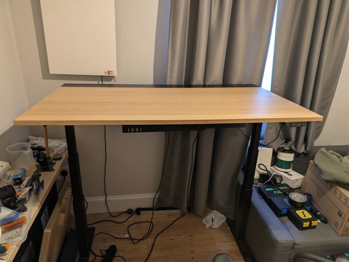 IKEA MITTZO Electric height adjustable standing desk - oak effect top