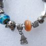 Vintage 925 Silver Charm Bracelet with Murano Glass Beads , Colorful Handmade Silver Bead Bracelet Image 2