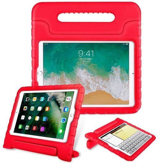 For iPad 10.2 7th Gen 2019 Case Kids Shockproof Cover Soft EVA Foam Handle Stand New Red - FHT23IPTK1