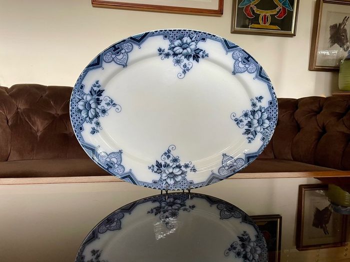 Antique Art Deco Cambridge Pattern Oval Serving Platter Meat Platter Hollinshead & Kirkham England ca 1910