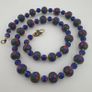 Antique Venetian Style Green Thosuand Eyes Glass & Blue Chevron Glass Beads Necklace Image 2