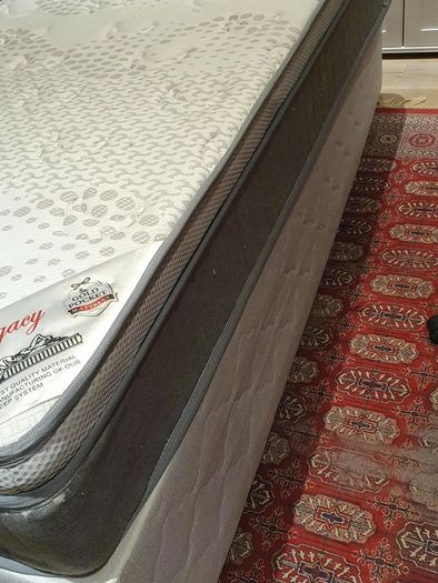 Single divan bed with pristine clean mattress and space for headboard