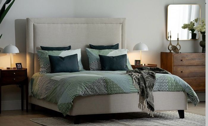 Beige Fabric Super King 6' Bedframe