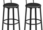 _Bar Chairs, Set of 2, High Stools, Upholstered Seating