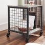 Bedside Table with Wheels Steel Frame Shelves 40 x 40 x 50 cm for Living Room Bedroom Industrial Design Greige-Black Image 3