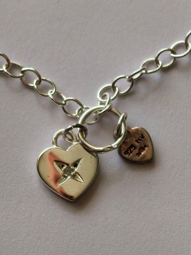 925 Stamped Silver Heart Charm Bracelet